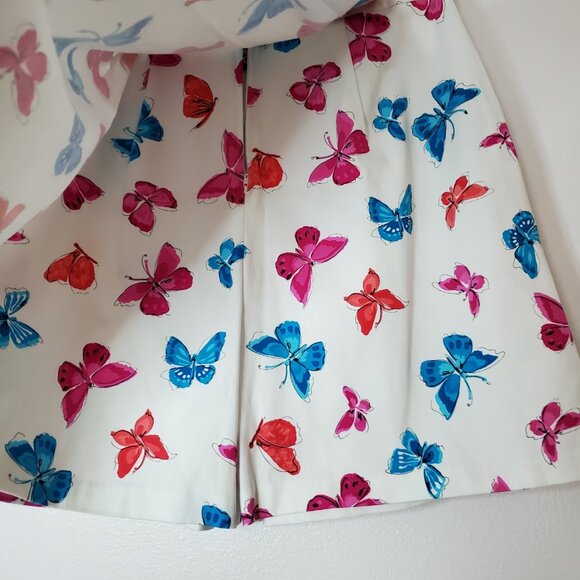 Briggs New York Skort Size 16 White Pink & Blue Butterflies Cotton Spandex - Picture 3 of 16